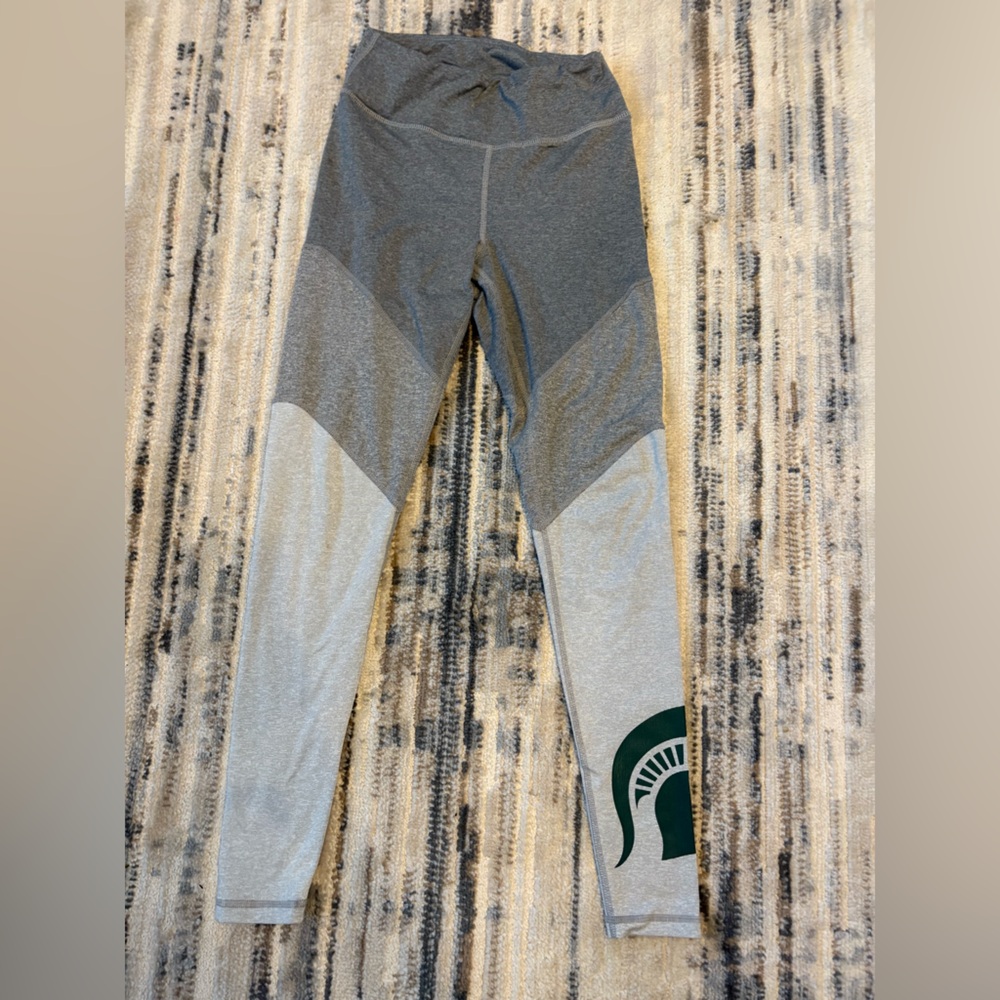 Women’s Size S Small MSU Michigan State Spartans Grey Athletic Yoga Pants EUC